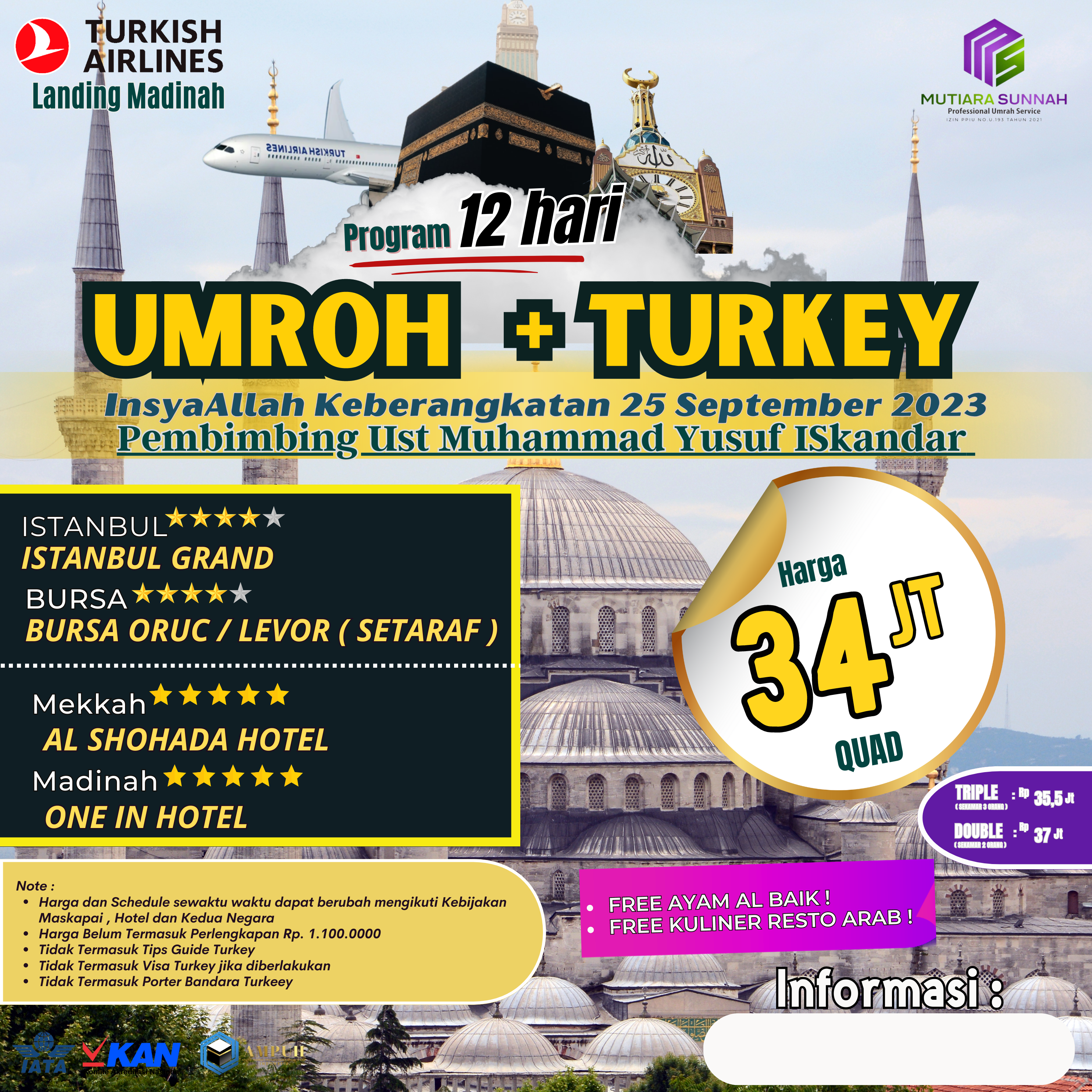 UMROH PLUS TURKI 25 SEPTEMBER 2023