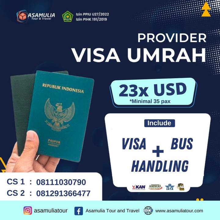 HARGA VISA UMRAH 1445 H INCLUDE HANDLING