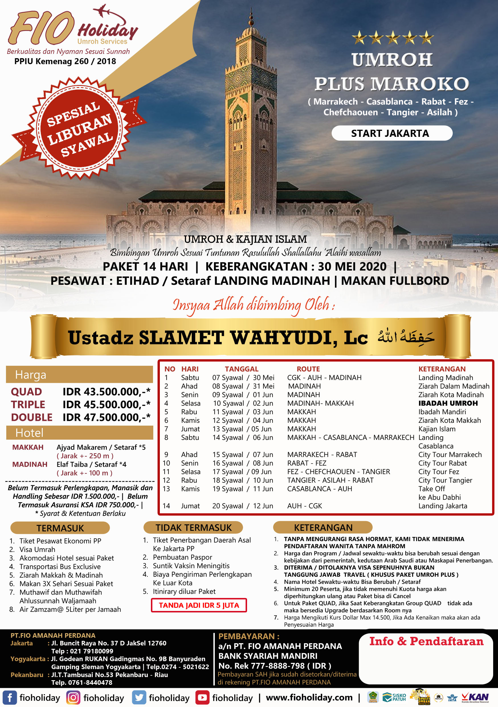 UMROH PLUS MAROKO *5 ( SPECIAL LIBURAN )