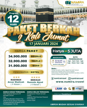 PAKET UMROH BERKAH 2X JUMAT (17 JANUARI  2024)