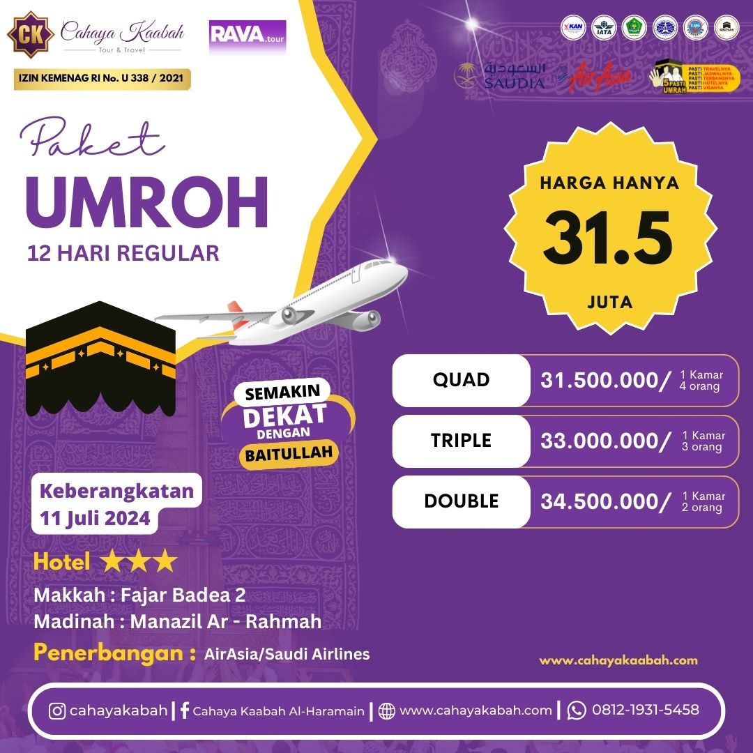 Umroh Reguler 11 Juli 2024