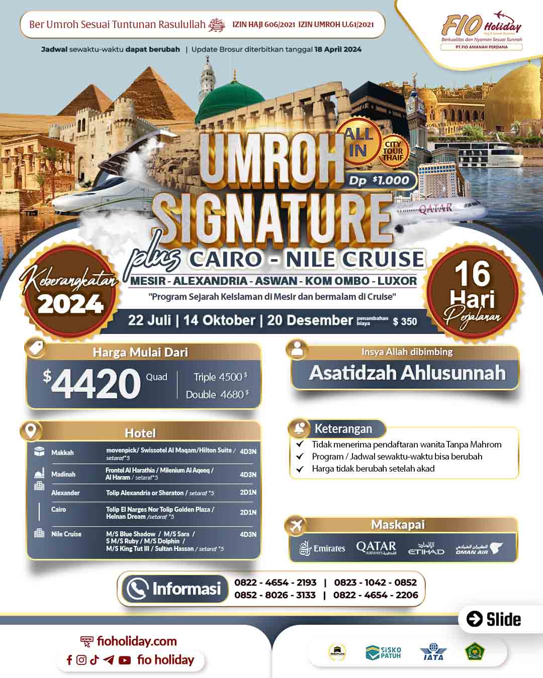 22 JULI 2024 (UMROH SIGNATURE + CAIRO)