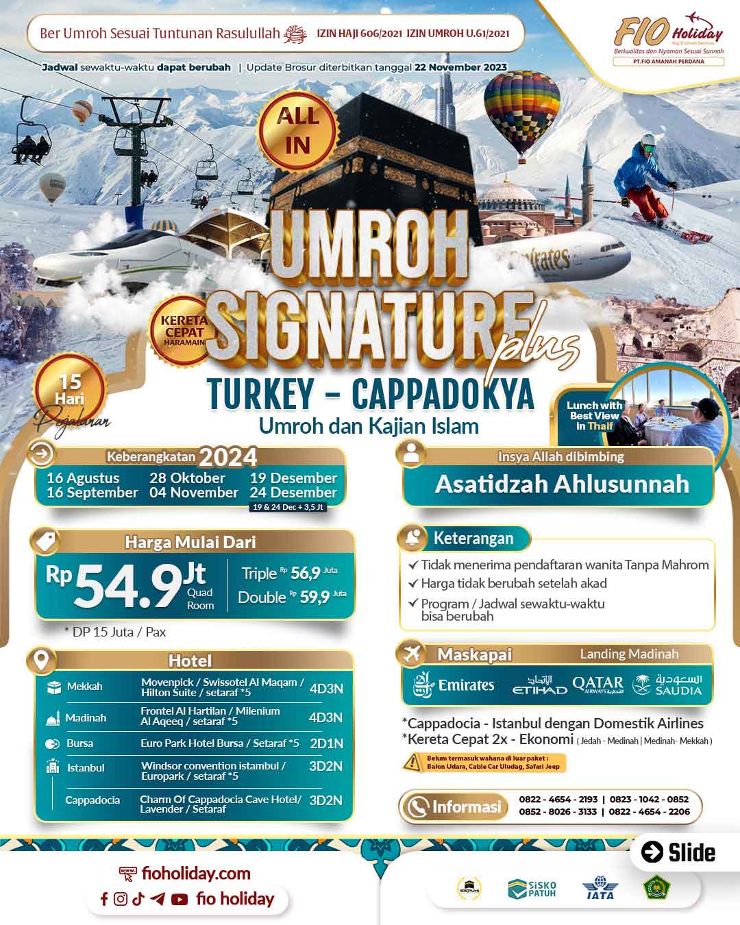 16 SEPTEMBER 2024 (UMROH SIGNATURE + TURKI KAPPADOKIA)