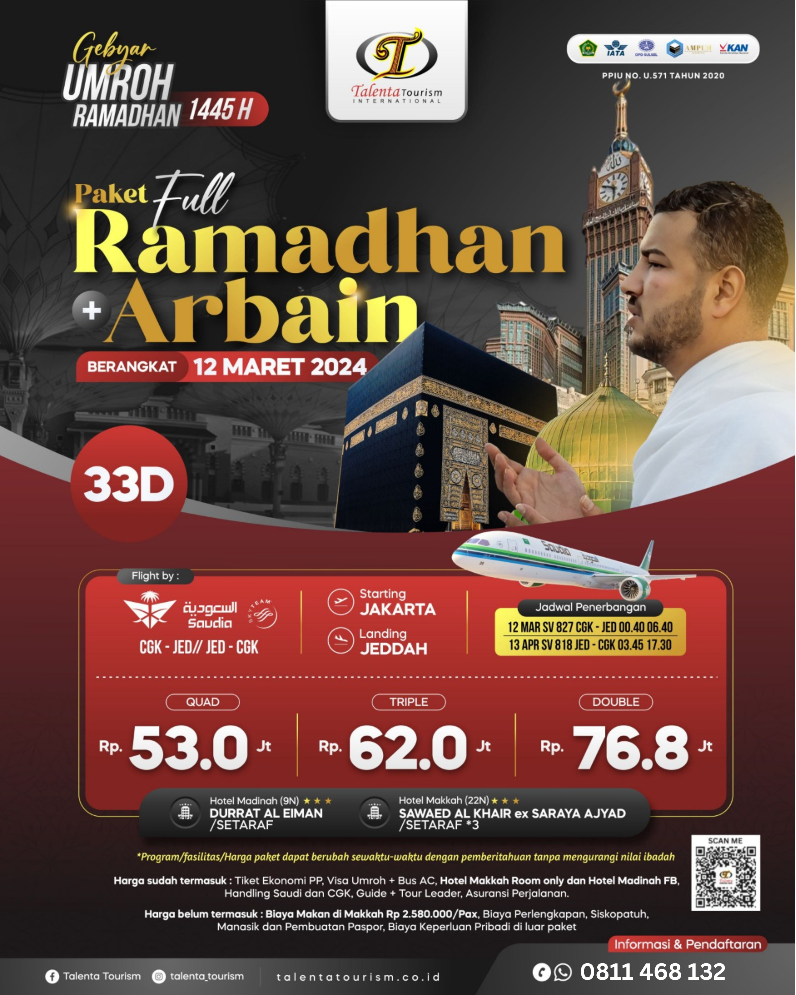 UMROH FULL RAMADHAN + ARBAIN 14445H BY SAUDI AIRLNES