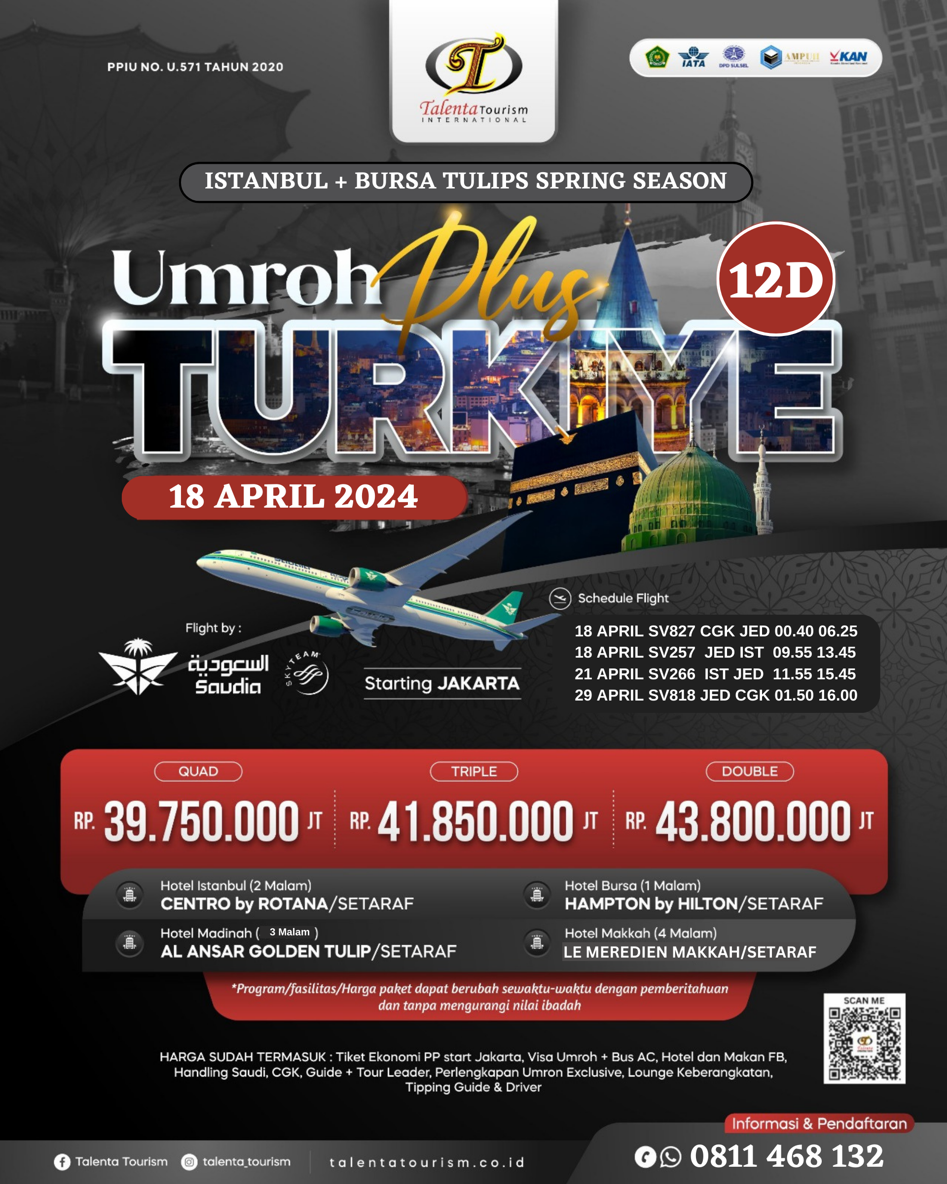 UMROH SYAWAL PLUS TURKIYE 12 HARI BY SAUDI AIRLINES