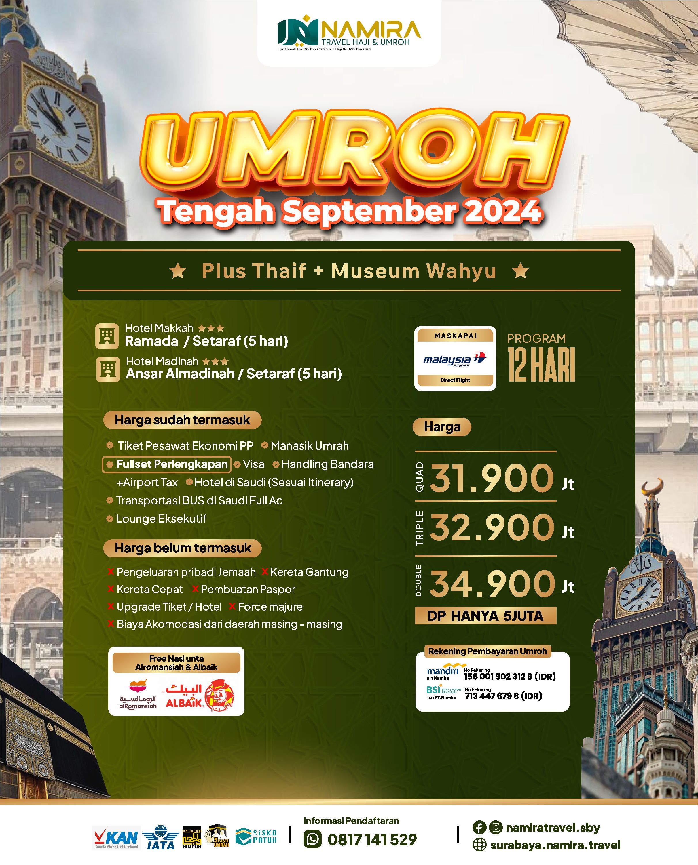 Paket Umroh  September 2024 Keberangkatan Surabaya