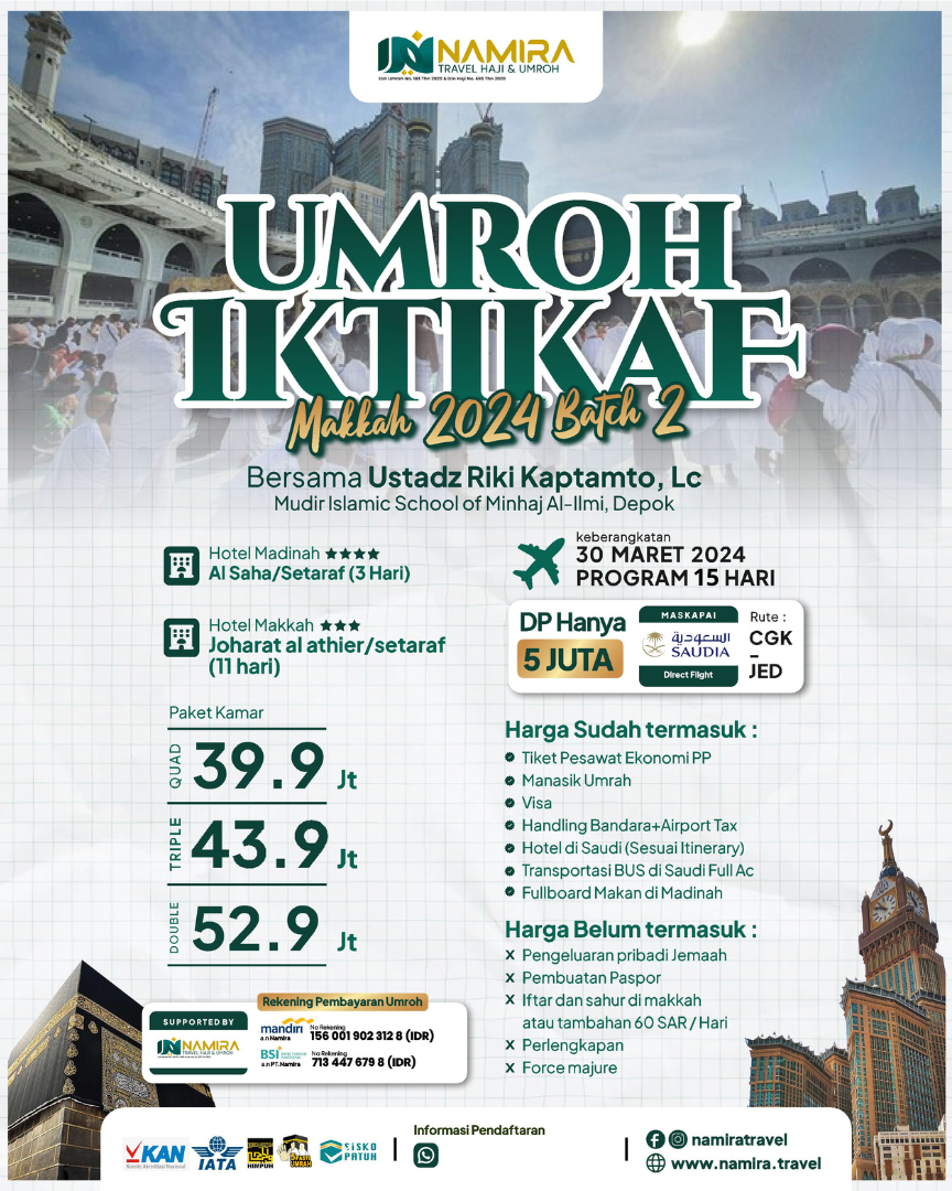 PAKET UMROH ITIKAF MAKKAH 30 MARET 2024 BATCH 2