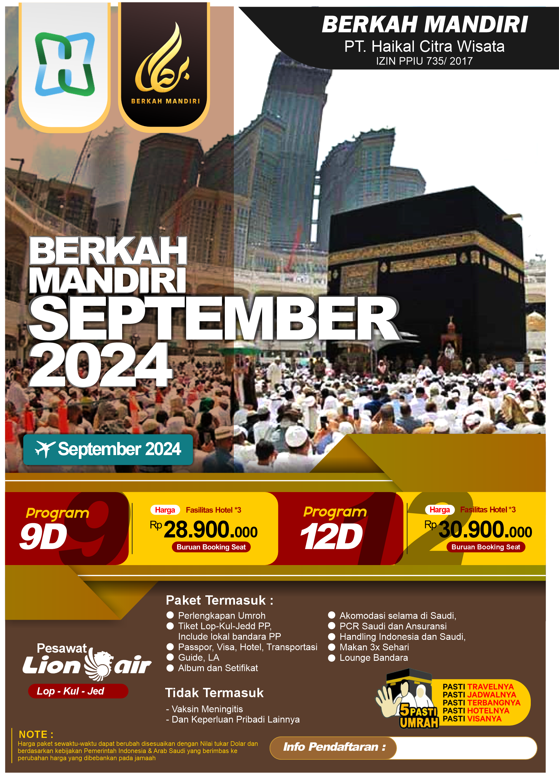 PAKET UMROH 9 HARI SEPTEMBER 2024