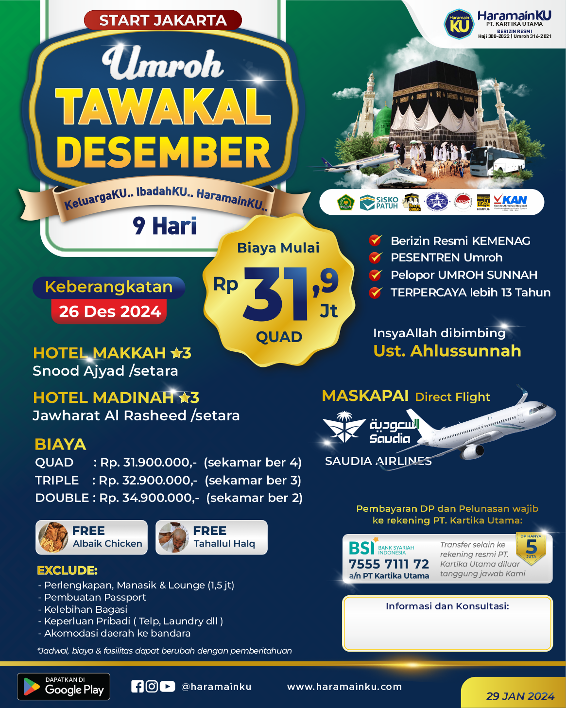 Umroh Tawakal Desember - 26 Desember 2024