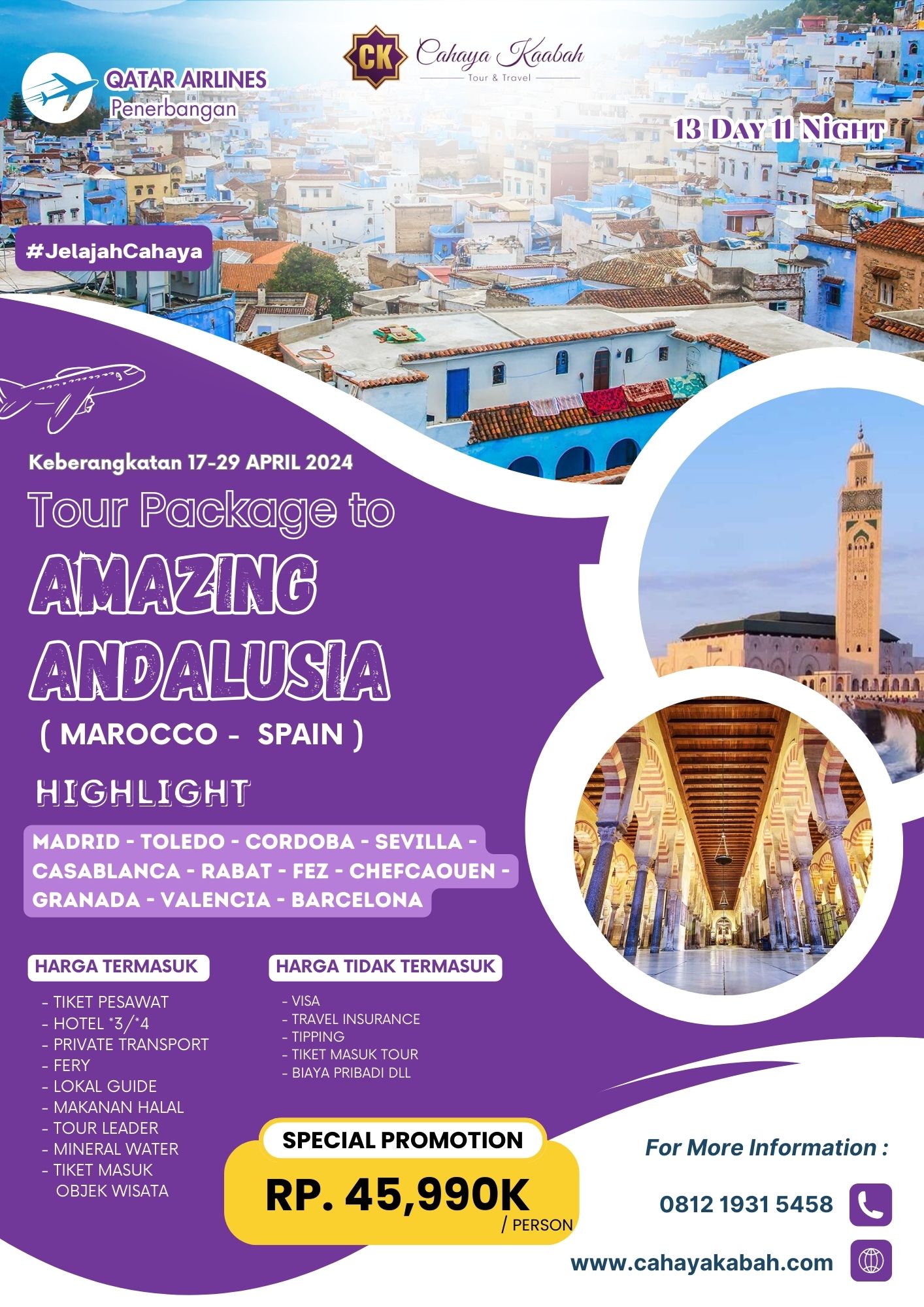 AMAZING ANDALUSIA TOUR MAROCCO-SPAIN 17 APRIL 2024