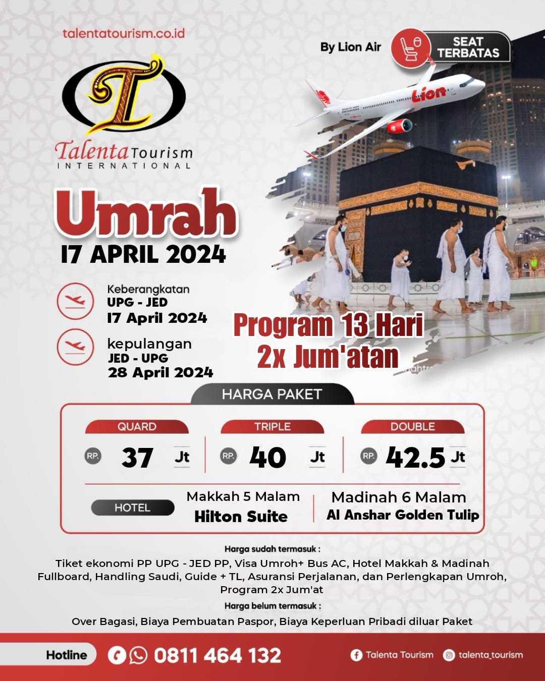 UMROH SYAWAL 1445 H UMROH 2x JUMATAN PROGRAM 13 HARI BY LION AIR