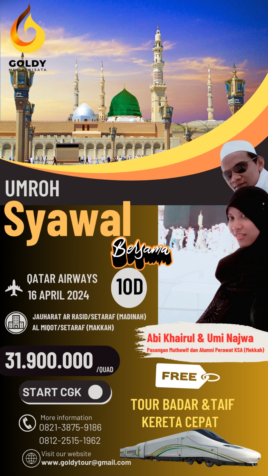 UMROH SYAWAL BERSAMA CABANG JEPARA PROGRAM 10 HARI KEBERANGKATAN 16 APRIL 2024 EKONOMIS