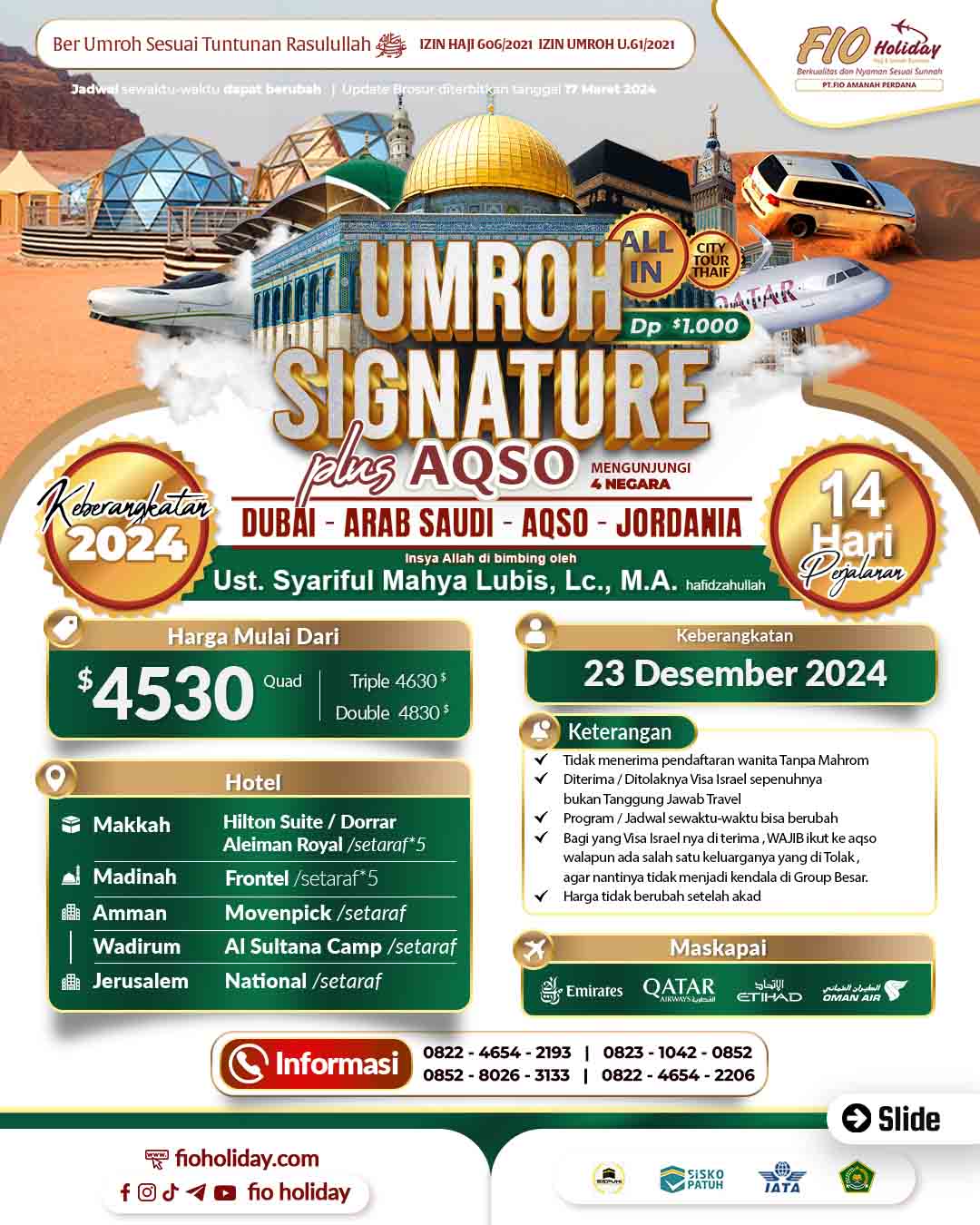 24 DESEMBER 2024 (UMROH SIGNATURE + AQSHA)