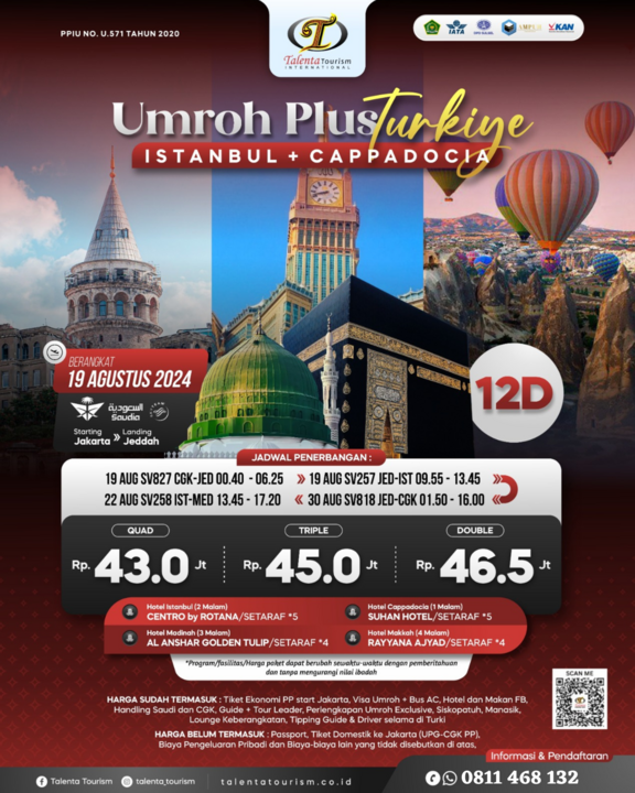 UMROH PLUS TURKY PAKET 12 HARI ISTANBUL + CAPPADOCIA BY SAUDIA AIRLINES