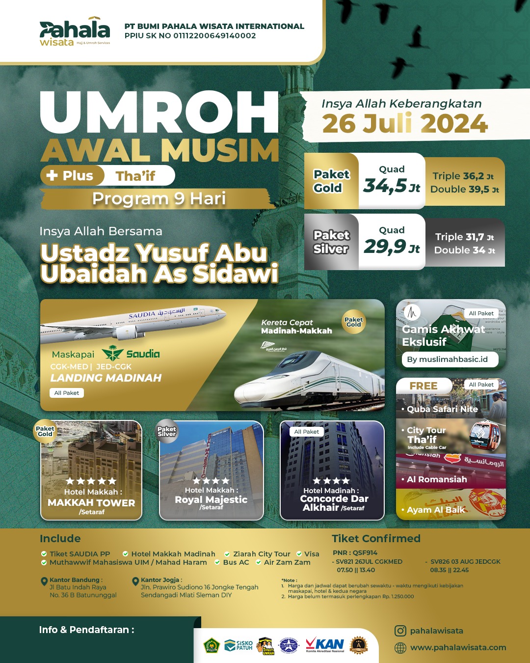 Umroh Awal Musim + Free Thaif