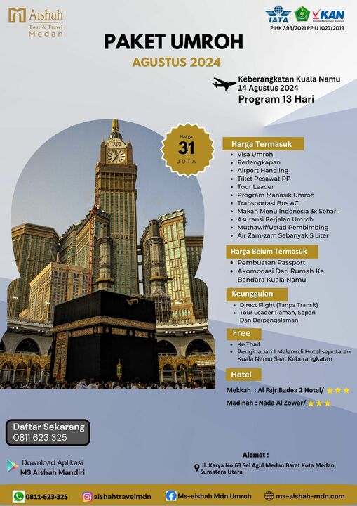 Umroh Dana Talangan Agustus 2024 (Standart Package)