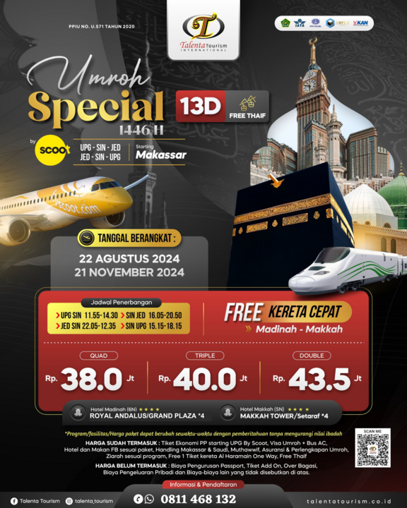 UMROH SPECIAL TAHUN 1446H PROGRAM 13 HARI BY SCOOT AIRLINES