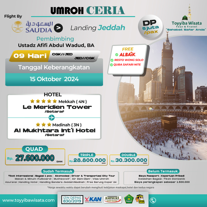 UMRAH TOYYIB  CERIA  15 OKTOBER  2024 by SAUDI 