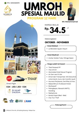 UMROH SPESIAL MAULID ++THAIF FREE KERTA CEPAT Bersama K.H Muhammad Izzi ( Program 12 Hari Oktober - November 2024 )) 