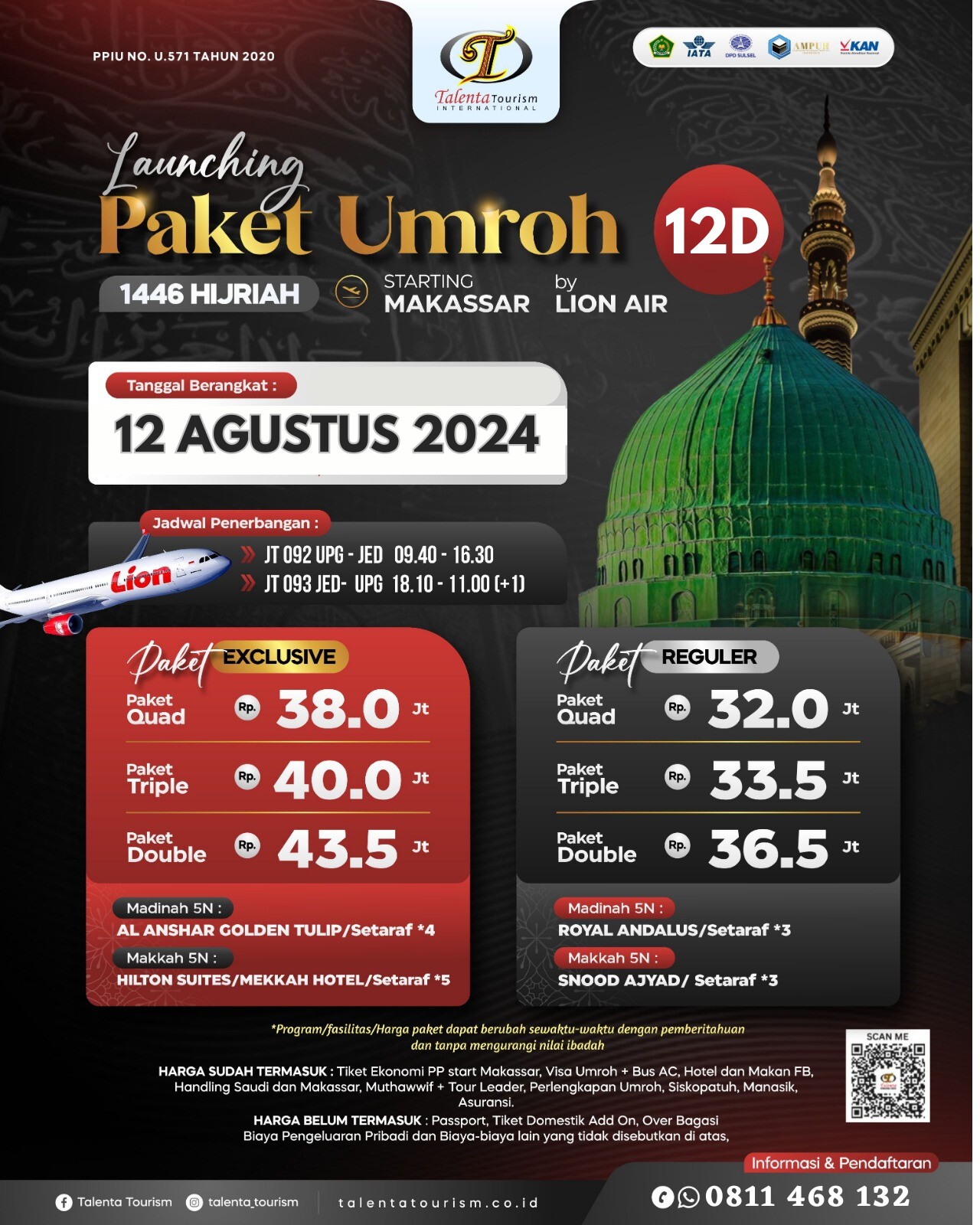 UMROH 12 AGUSTUS TAHUN BARU 1446H PROGRAM 12 HARI BY LION AIR