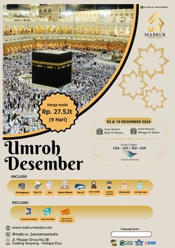 UMRAH DESEMBER Program 9 Hari (Keberangakatan 03 & 10 Desember 2024 ) 