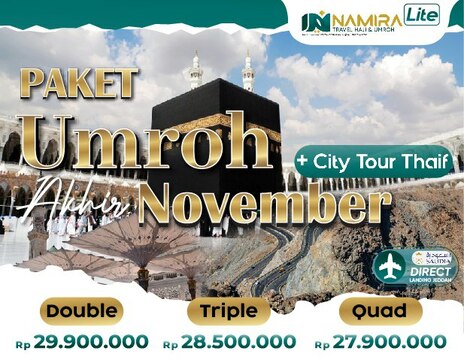 PAKET UMROH 29 NOVEMBER 2024 PLUS CITY TOUR THAIF