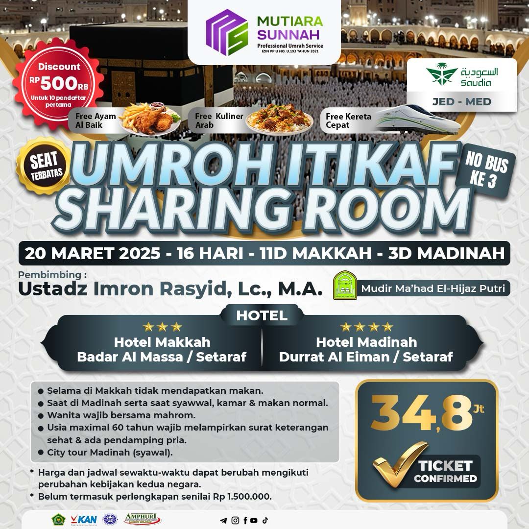 UMROH ITIKAF 20 MARET 2025 SHARING ROOM BUS 3