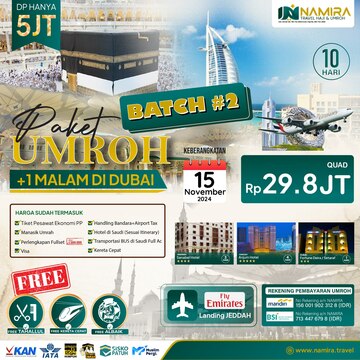 PAKET UMROH 15 NOVEMBER 2024 PLUS CITY TOUR DUBAI