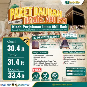 PAKET UMROH DAUROH 27 DESEMBER 2024 BERSAMA USTADZ ABU IZZI