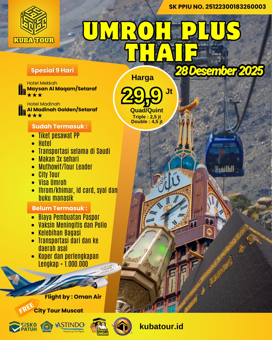 UMROH PLUS THAIF AKHIR TAHUN 28 DESEMBER 2025