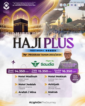 PAKET MAQBUL - HAJI KHUSUS RESMI KUOTA KEMENAG 2033/3045