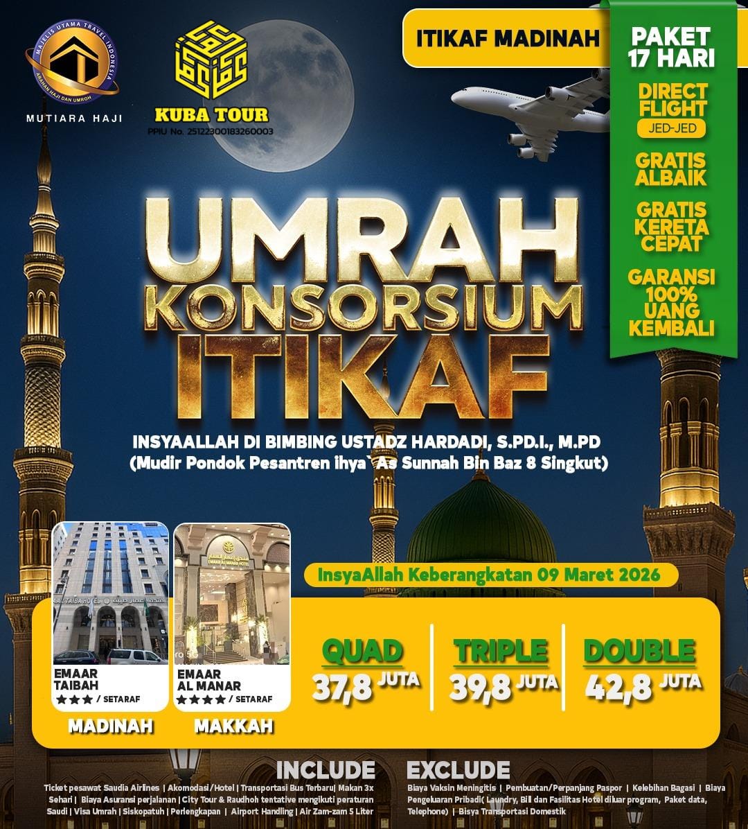 UMROH KONSORSIUM ITIKAF MADINAH 2026 (17 HARI)