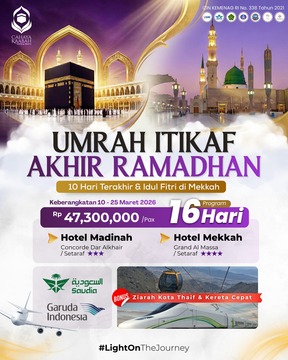 UMRAH ITIKAF AKHIR RAMADHAN 10 - 25 MARET 2026 