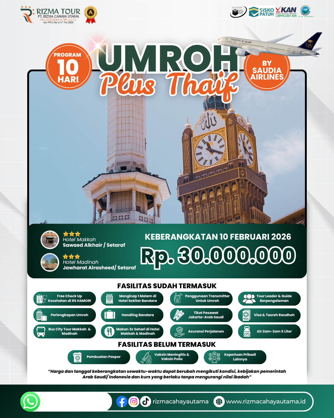 Umroh Plus Thaif 10 Februari 2026