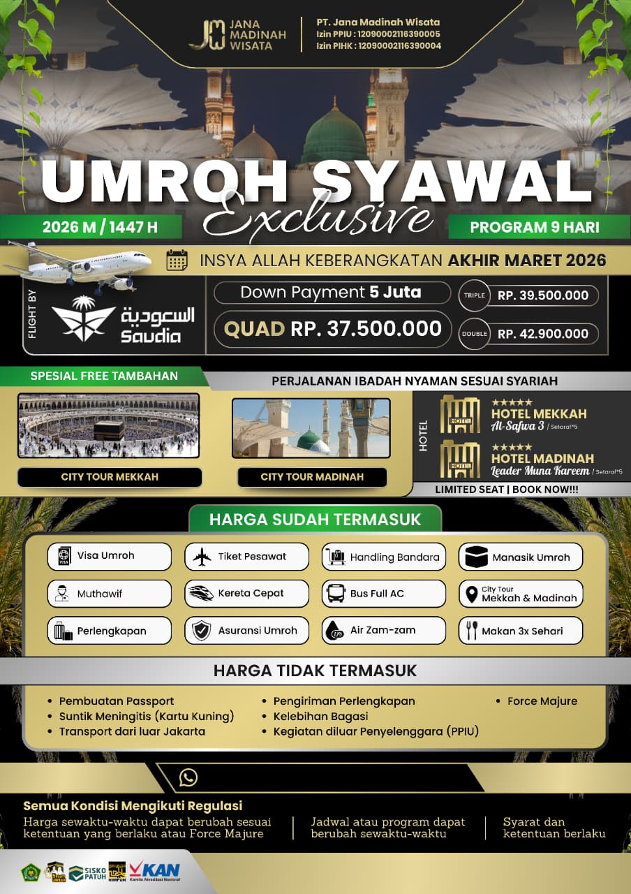 UMROH SYAWAL EXCLUSIVE 1447H / 2026M