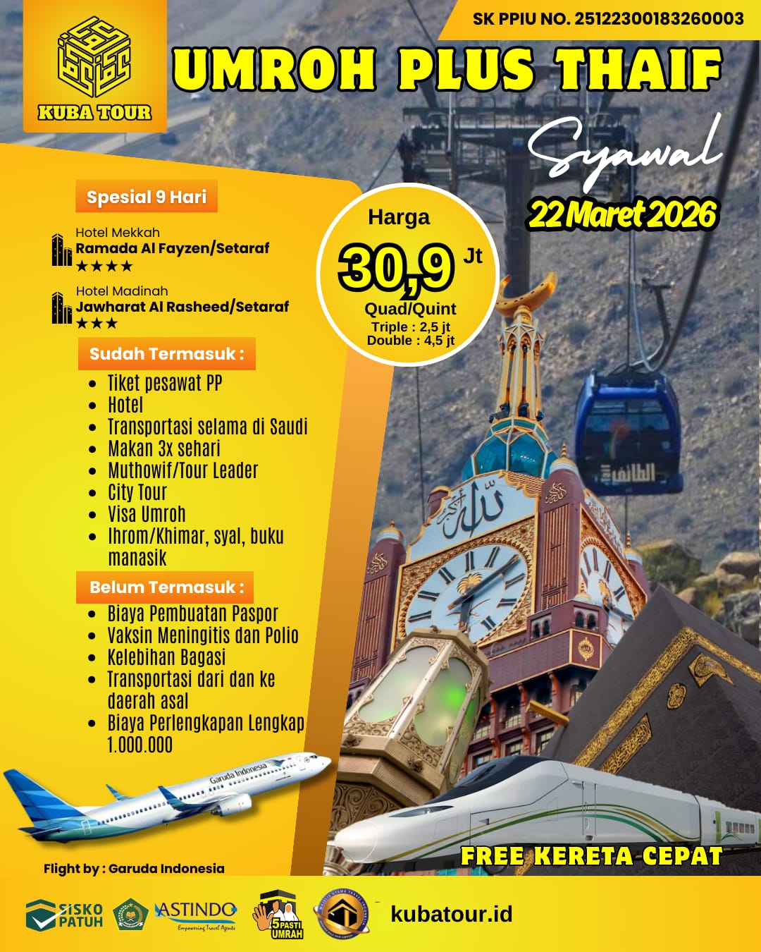 UMROH PLUS THAIF SYAWAL 22 MARET 2026