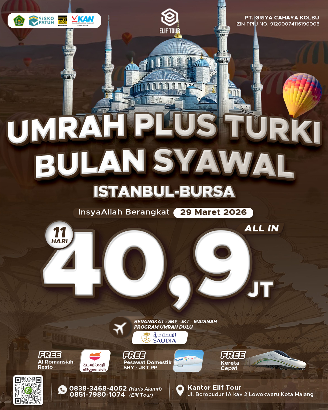 UMRAH PLUS TURKI BULAN SYAWAL ISTANBUL - BURSA