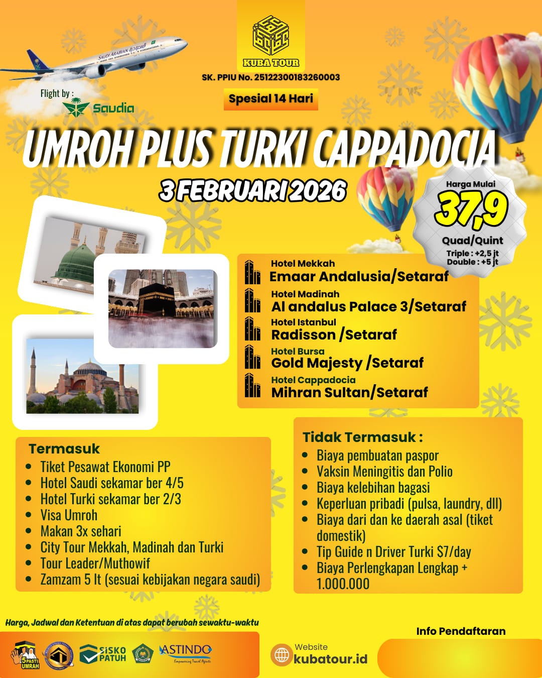 UMROH PLUS TURKI CAPADDOCIA 3 FEBRUARI 2026