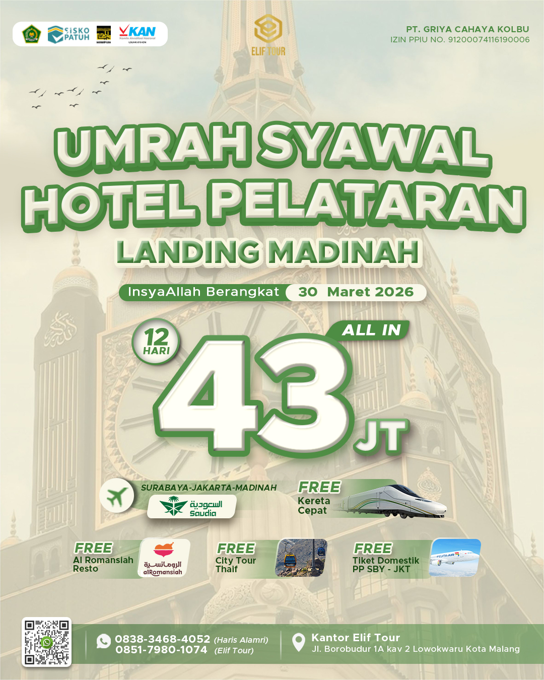 UMRAH SYAWAL HOTEL PELATARAN LANDING MADINAH