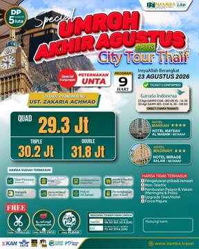 PAKET UMROH PLUS THAIF 23 AGUSTUS 2026