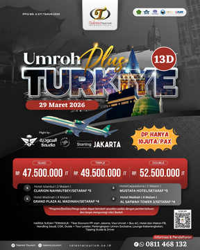 UMROH PLUS TURKIYE PROGRAM 13 HARI 29 MARET 2026 BY SAUDI AIRLINES
