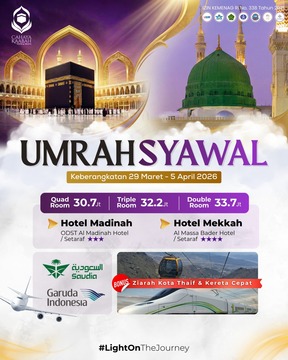 PAKET UMROH SYAWAL 2026 9 HARI - HARGA 30 JTAN RESMI KEMENAG 