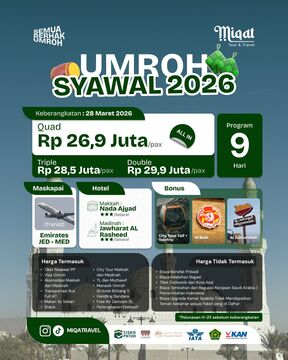 UMROH SYAWAL 2026 MULAI 26 JUTAAN ALL IN!