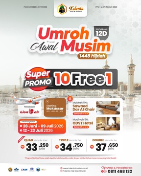 UMROH 28 JUNI 2026 NEW SEASON 1448H PROGRAM 12 HARI  BY LION AIR