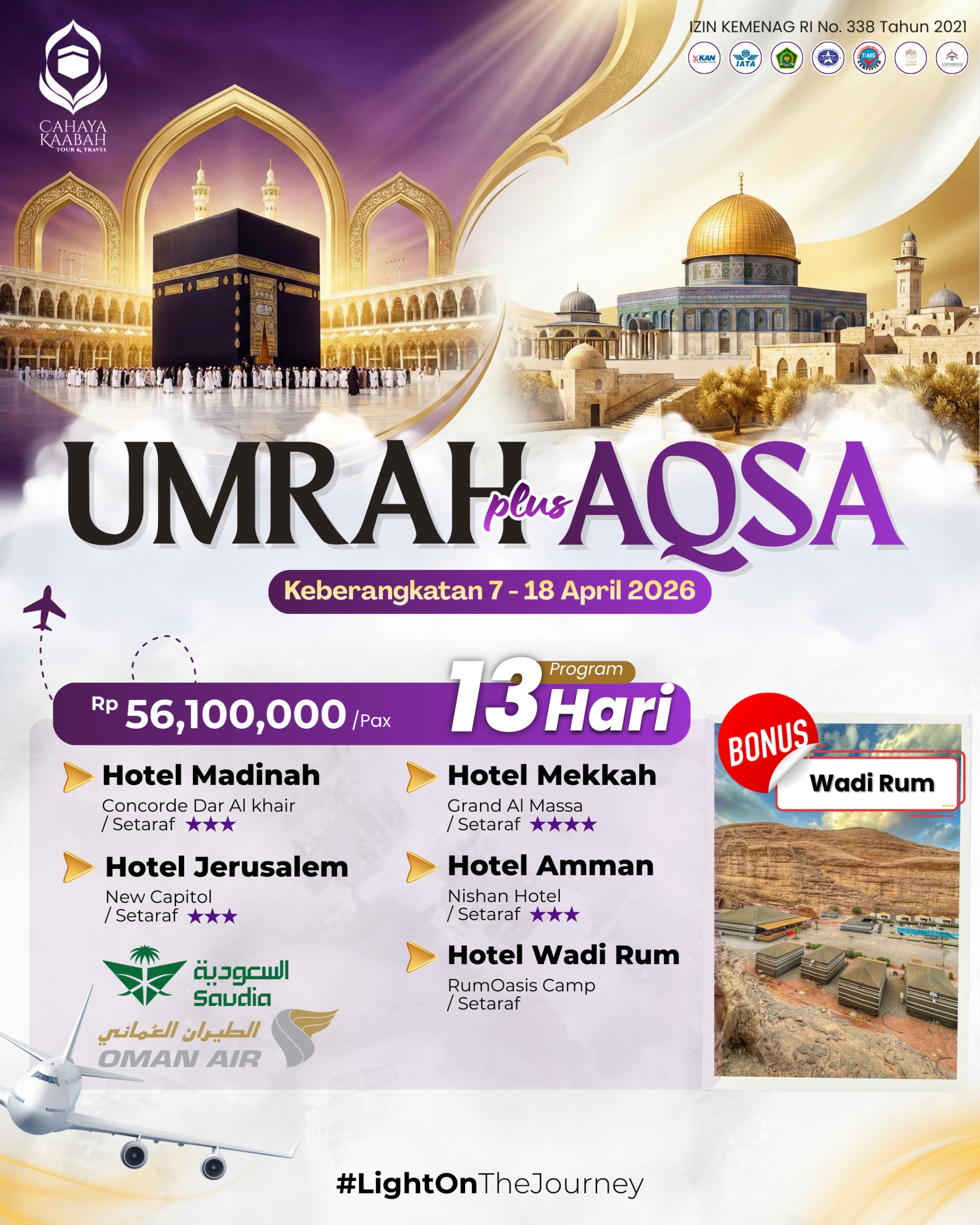 PAKET UMROH PLUS AQSA APRIL 2026 RESMI KEMENAG