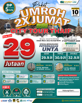 PAKET UMROH 2X JUMAT PLUS THAIF 17 SEPTEMBER 2026