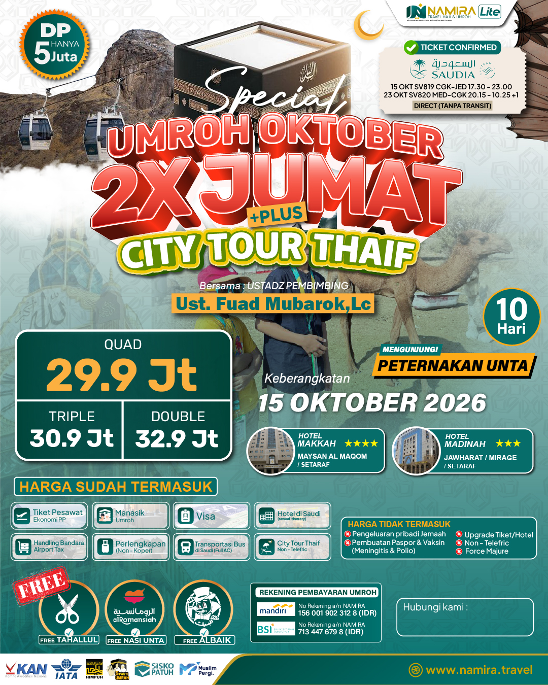 PAKET UMROH 2X JUMAT PLUS THAIF 15 OKTOBER 2026