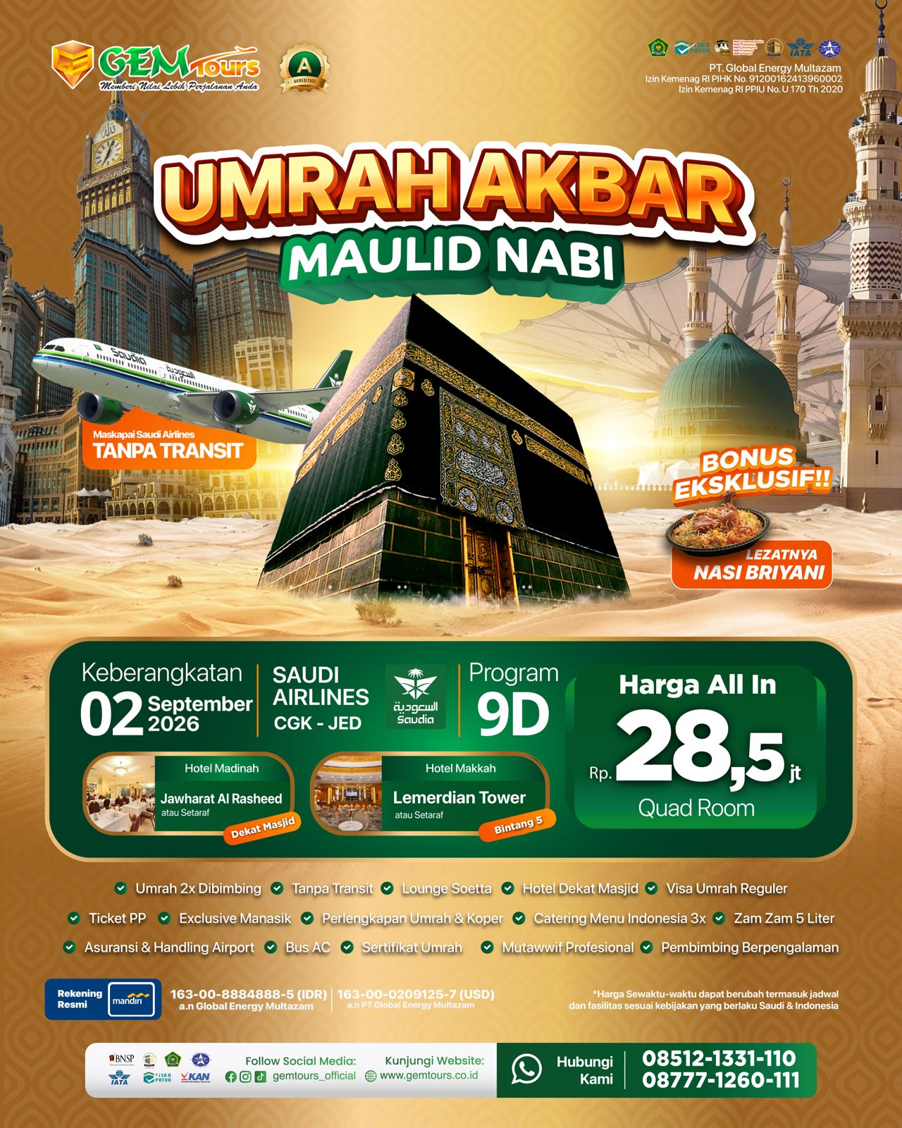 02 SEPTEMBER 2026 " UMRAH AKBAR MAULID NABI"