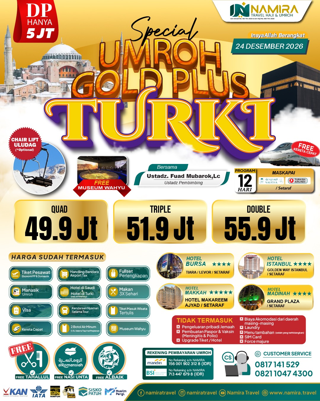 UMROH PLUS TURKI 24 DESEMBER 2026