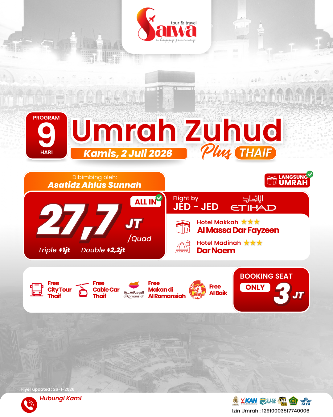 UMRAH ZUHUD PLUS THAIF 9 HARI 02 JULI 2026